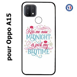 Coque pour Oppo A15 Kiss me now Midnight is past my Bedtime amour embrasse-moi