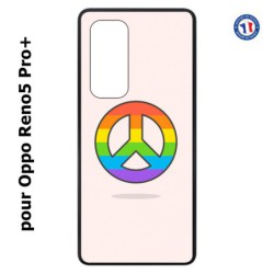 Coque pour Oppo Reno5 Pro+ Peace and Love LGBT - couleur arc en ciel