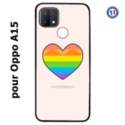 Coque pour Oppo A15 Rainbow hearth LGBT - couleur arc en ciel Coeur LGBT