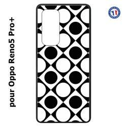 Coque pour Oppo Reno5 Pro+ motif géométrique pattern noir et blanc - ronds et carrés