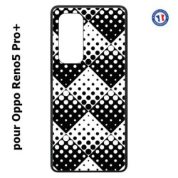 Coque pour Oppo Reno5 Pro+ motif géométrique pattern noir et blanc - ronds carrés noirs blancs