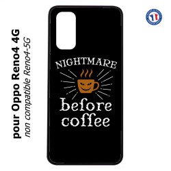Coque pour Oppo Reno4 4G Nightmare before Coffee - coque café