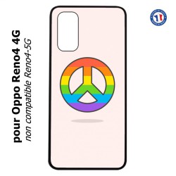 Coque pour Oppo Reno4 4G Peace and Love LGBT - couleur arc en ciel