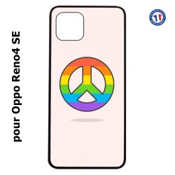 Coque pour Oppo Reno4 SE Peace and Love LGBT - couleur arc en ciel