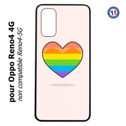 Coque pour Oppo Reno4 4G Rainbow hearth LGBT - couleur arc en ciel Coeur LGBT