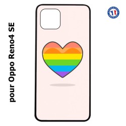 Coque pour Oppo Reno4 SE Rainbow hearth LGBT - couleur arc en ciel Coeur LGBT