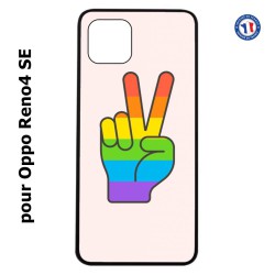 Coque pour Oppo Reno4 SE Rainbow Peace LGBT - couleur arc en ciel Main Victoire Paix LGBT