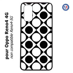 Coque pour Oppo Reno4 4G motif géométrique pattern noir et blanc - ronds et carrés
