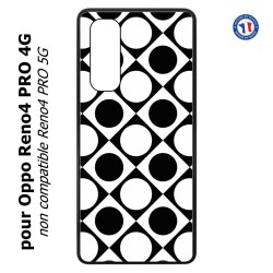 Coque pour Oppo Reno4 PRO 4G motif géométrique pattern noir et blanc - ronds et carrés