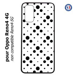 Coque pour Oppo Reno4 4G motif géométrique pattern noir et blanc - ronds noirs sur fond blanc