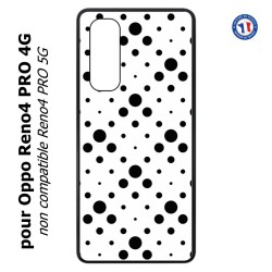 Coque pour Oppo Reno4 PRO 4G motif géométrique pattern noir et blanc - ronds noirs sur fond blanc