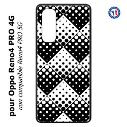 Coque pour Oppo Reno4 PRO 4G motif géométrique pattern noir et blanc - ronds carrés noirs blancs