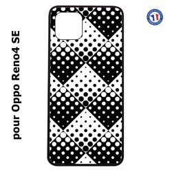 Coque pour Oppo Reno4 SE motif géométrique pattern noir et blanc - ronds carrés noirs blancs