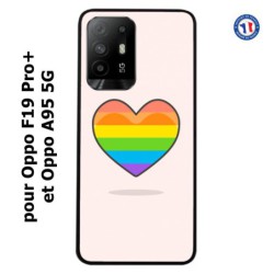 Coque pour Oppo F19 Pro+ Rainbow hearth LGBT - couleur arc en ciel Coeur LGBT