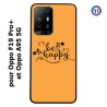 Coque pour Oppo A95 5G Be Happy sur fond orange - Soyez heureux - Sois heureuse - citation