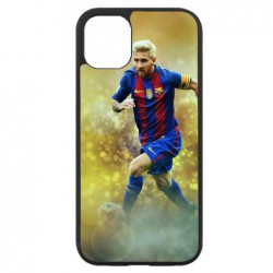 Coque noire pour Iphone 11 Lionel Messi FC Barcelone Foot fond jaune