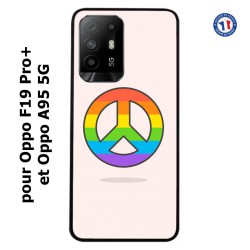 Coque pour Oppo A95 5G Peace and Love LGBT - couleur arc en ciel