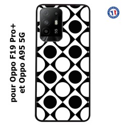 Coque pour Oppo A95 5G motif géométrique pattern noir et blanc - ronds et carrés