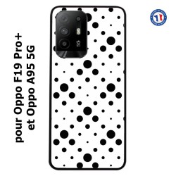 Coque pour Oppo A95 5G motif géométrique pattern noir et blanc - ronds noirs sur fond blanc