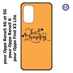 Coque pour Oppo Find X3 Lite Be Happy sur fond orange - Soyez heureux - Sois heureuse - citation