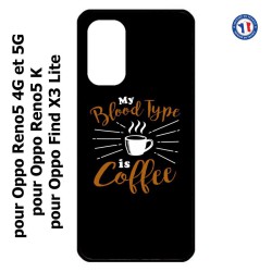 Coque pour Oppo Find X3 Lite My Blood Type is Coffee - coque café
