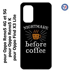 Coque pour Oppo Find X3 Lite Nightmare before Coffee - coque café