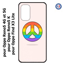Coque pour Oppo Find X3 Lite Peace and Love LGBT - couleur arc en ciel