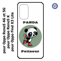 Coque pour Oppo Find X3 Lite Panda patineur patineuse - sport patinage