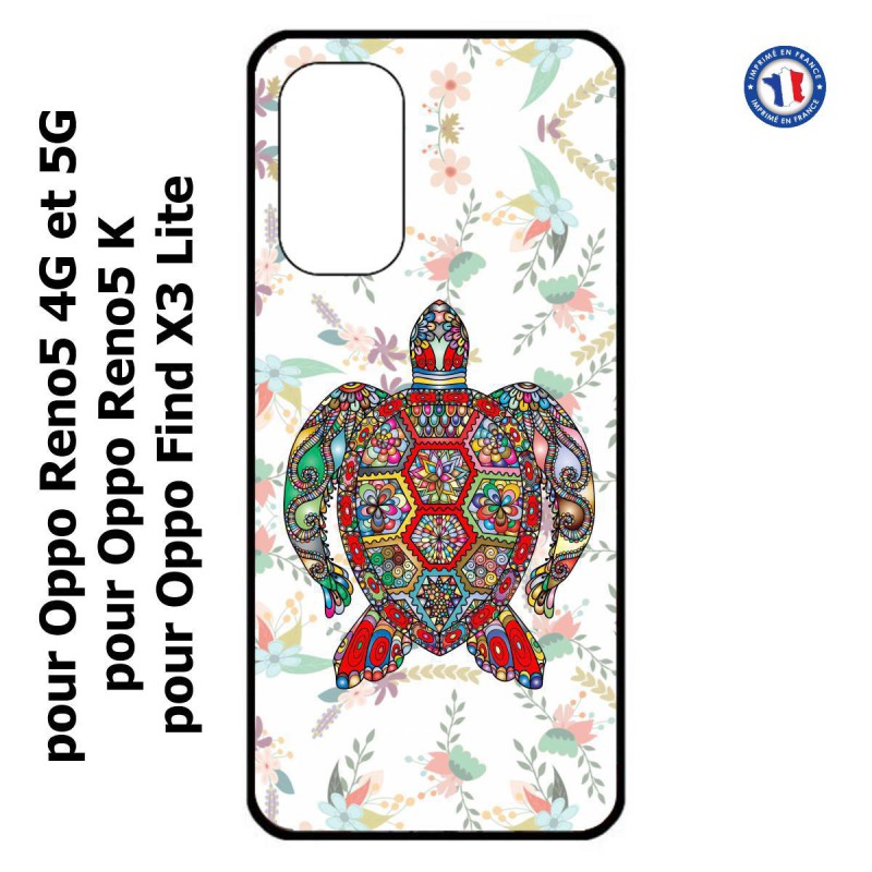 Coque pour Oppo Find X3 Lite Tortue art floral