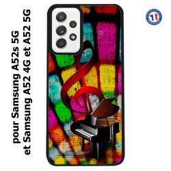 Coque pour Samsung Galaxy A52 4G-5G / A52s 5G clé de sol piano - solfège - musique