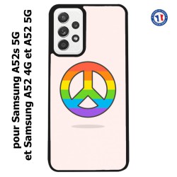 Coque pour Samsung Galaxy A52 4G-5G / A52s 5G Peace and Love LGBT - couleur arc en ciel