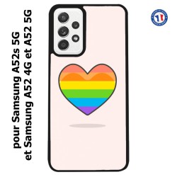 Coque pour Samsung Galaxy A52 4G-5G / A52s 5G Rainbow hearth LGBT - couleur arc en ciel Coeur LGBT
