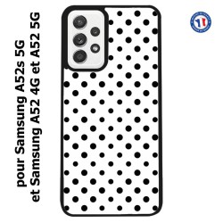 Coque pour Samsung Galaxy A52 4G-5G / A52s 5G motif géométrique pattern noir et blanc - ronds noirs