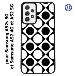 Coque pour Samsung Galaxy A52 4G-5G / A52s 5G motif géométrique pattern noir et blanc - ronds et carrés