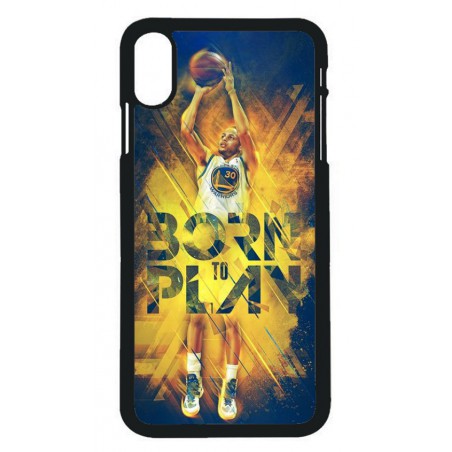 Coque noire pour iPhone XS Max Stephen Curry NBA Golden State Born to Play