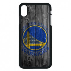 Coque noire pour iPhone XS Max Stephen Curry emblème Golden State Warriors Basket fond bois