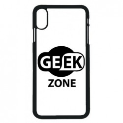 Coque noire pour iPhone XS Max Logo Geek Zone noir & blanc