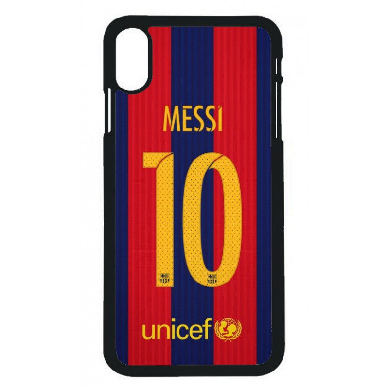 Coque noire pour iPhone XS Max maillot 10 Lionel Messi FC Barcelone Foot