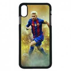 Coque noire pour iPhone XS Max Lionel Messi FC Barcelone Foot fond jaune