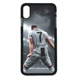 Coque noire pour iPhone XS Max Cristiano Ronaldo Juventus Turin Football grands caractères