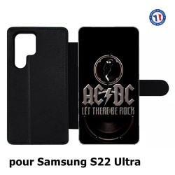 Etui cuir pour Samsung Galaxy S22 Ultra groupe rock AC/DC musique rock ACDC