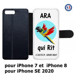 Etui cuir pour iPhone 7/8 et iPhone SE 2020 Ara qui rit (blagues nulles)