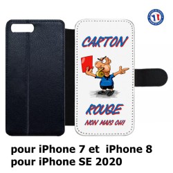 Etui cuir pour iPhone 7/8 et iPhone SE 2020 Arbitre Carton Rouge