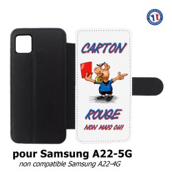 Etui cuir pour Samsung Galaxy A22 - 5G Arbitre Carton Rouge
