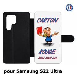 Etui cuir pour Samsung Galaxy S22 Ultra Arbitre Carton Rouge