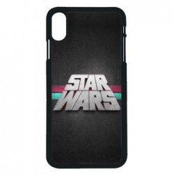 Coque noire pour iPhone XS Max logo Stars Wars fond gris - légende Star Wars
