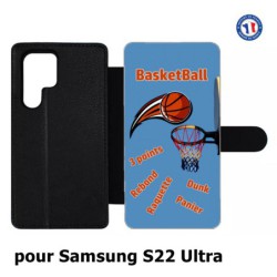 Etui cuir pour Samsung Galaxy S22 Ultra fan Basket