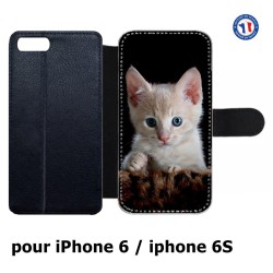 Etui cuir pour IPHONE 6/6S Bébé chat tout mignon - chaton yeux bleus