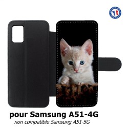 Etui cuir pour Samsung Galaxy A51 - 4G Bébé chat tout mignon - chaton yeux bleus