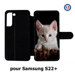 Etui cuir pour Samsung Galaxy S22 Plus Bébé chat tout mignon - chaton yeux bleus